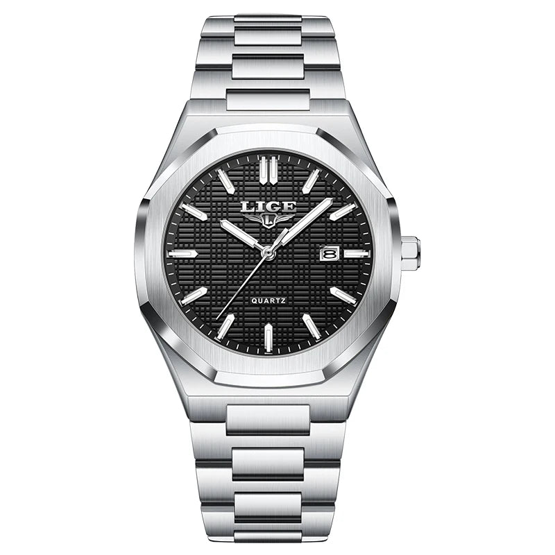 LIGE Luxury Fashion Women’s Watch – Classic Stainless Steel Waterproof Timepiece with Calendar & Luminous Hands