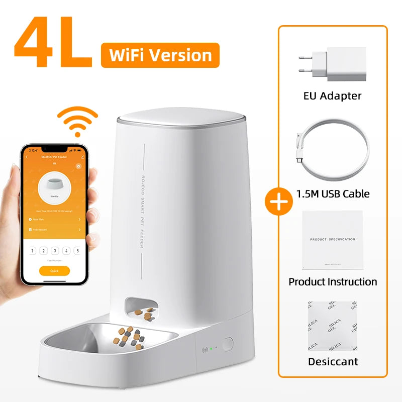 WhiskerFlow Pro WiFi Cat Food Dispenser with Smart App Control