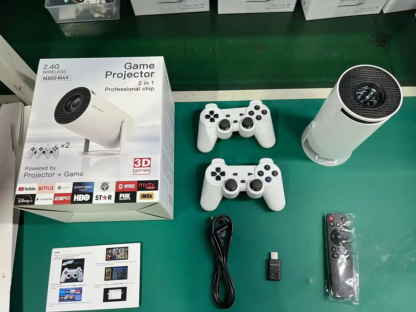 Console Projetor Mini Retrô para Jogos – Projetor Portátil Android 11 para Casa com 64GB de Jogos