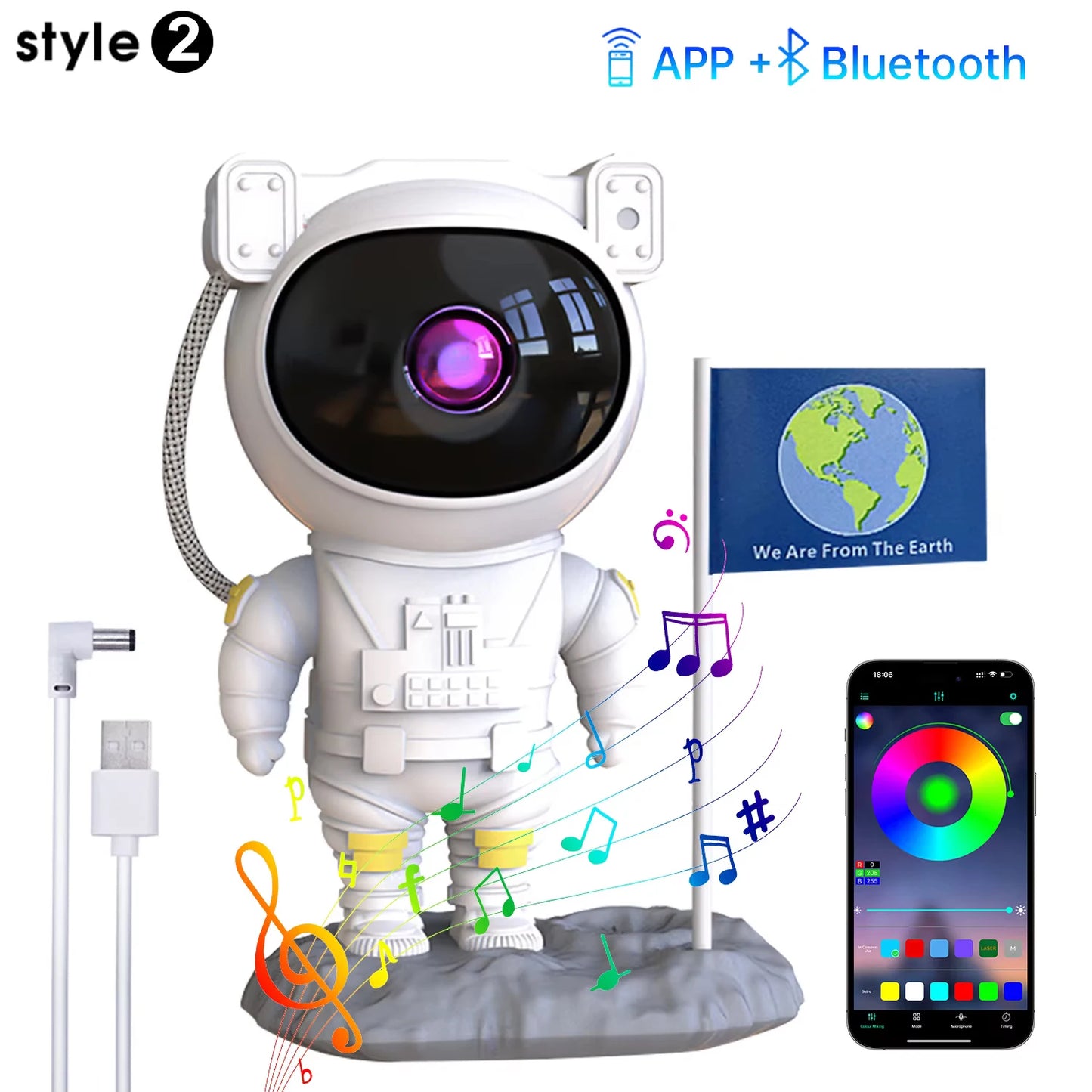Kids Astronaut Star Projector Night Light with Remote Control & 360° Adjustable Design