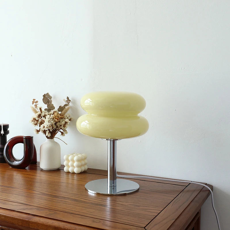 Macaron Glass Bedside Lamp with Tricolour Dimming – Soft Ambient Light for Living Room & Bedroom Décor