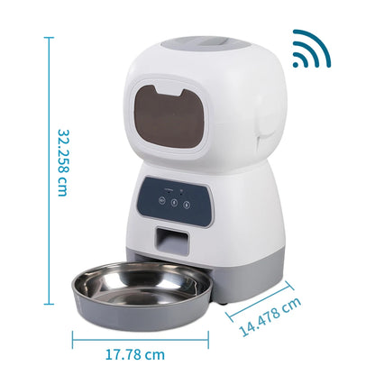 WhiskerFlow Smart 3.5L Automatic Cat Feeder with Slow Feed Design & App Control