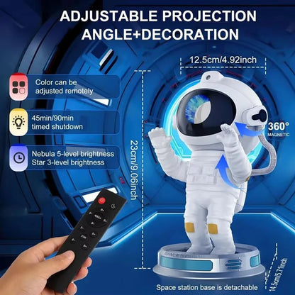 Kids Astronaut Star Projector Night Light with Remote Control & 360° Adjustable Design