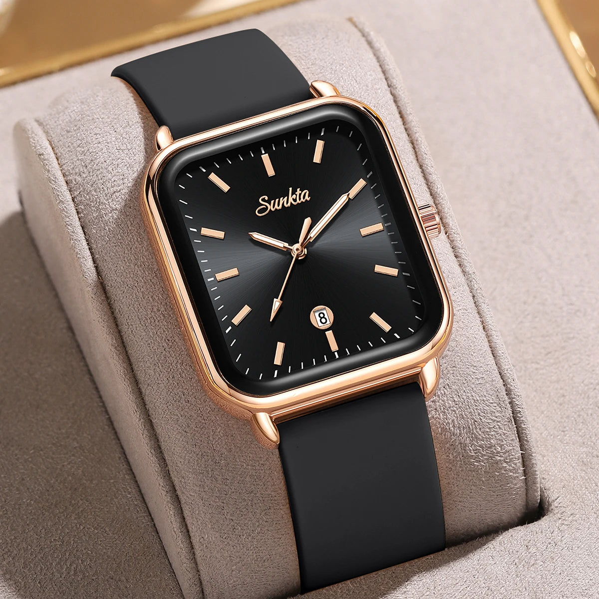 SUNKTA Reloj de Cuarzo Cuadrado Elegante – Diseño Retro de Lujo, Impermeable y Pantalla Luminosa con Fecha