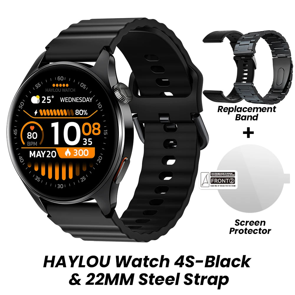 HAYLOU Watch 4S Advanced Fitness Smartwatch – HD AMOLED Screen, Multi-Satellite GPS & 120+ Sport Modes