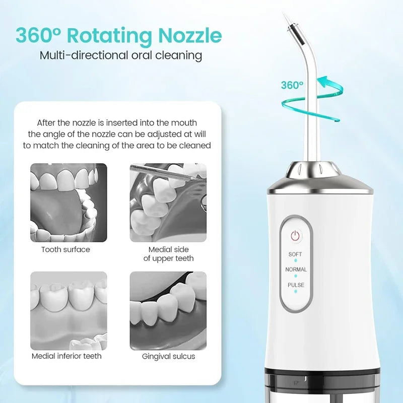 Portable Dental Water Flosser USB Rechargeable 220ml