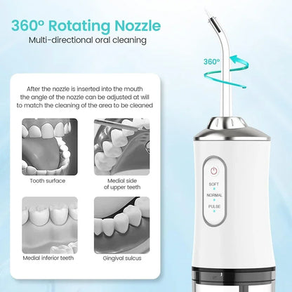 Portable Dental Water Flosser USB Rechargeable 220ml