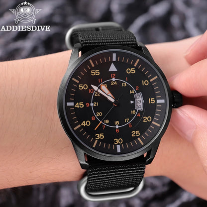 ADDIESDIVE Outdoor Men’s Watch – 50m Water Resistant Quartz Watch with Large Dial, Luminous Hands & Nylon Strap
