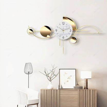 Modern Silent Wall Clock – No Drill Luxury Timepiece for Living Room & Bedroom