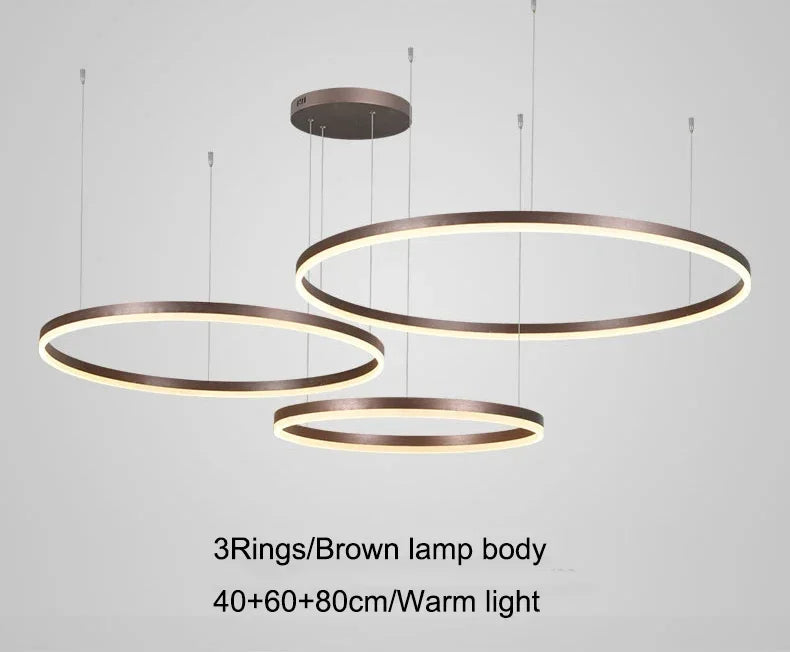 Modern Nordic LED Pendant Light – Luxury Brushed Ring Chandelier for Living & Dining Room