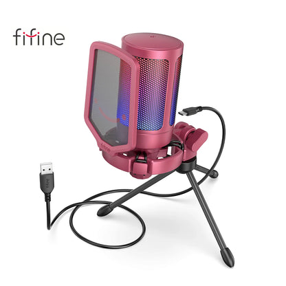 RGB USB Gaming Microphone – Streaming Condenser Mic for PC with Pop Filter & Shock Mount
