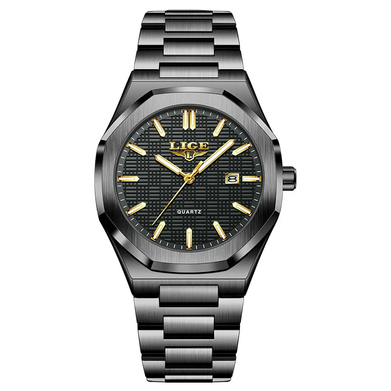LIGE Luxury Fashion Women’s Watch – Classic Stainless Steel Waterproof Timepiece with Calendar & Luminous Hands