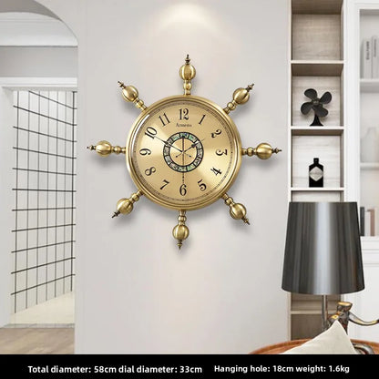 Luxury Nautical Wall Clock with Brass Rim – Large Silent