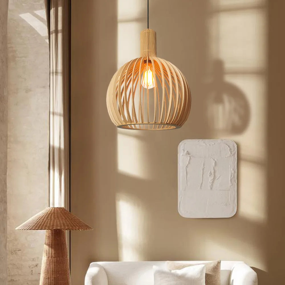 Nordic Wooden Pendant Lamp for Dining & Living Room