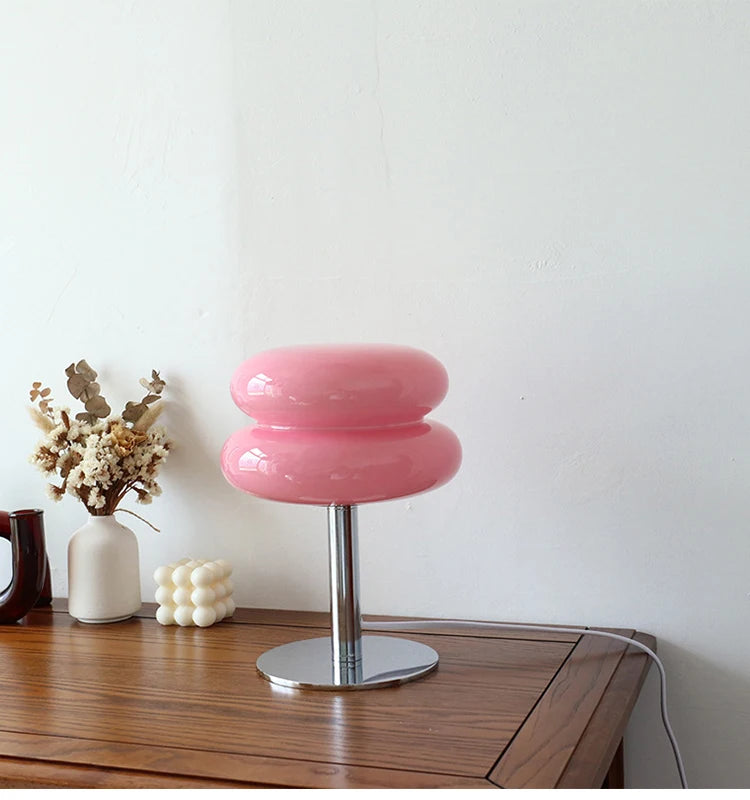 Macaron Glass Bedside Lamp with Tricolour Dimming – Soft Ambient Light for Living Room & Bedroom Décor