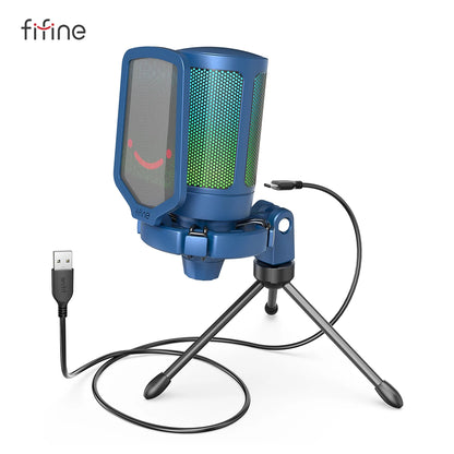 RGB USB Gaming Microphone – Streaming Condenser Mic for PC with Pop Filter & Shock Mount