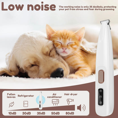Professional Pet Paw Grooming Trimmer – LED Waterproof Dog Clippers with 18mm Wide Blade for Safe Trimming