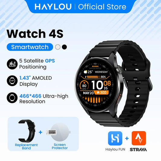 HAYLOU Watch 4S Advanced Fitness Smartwatch – HD AMOLED Screen, Multi-Satellite GPS & 120+ Sport Modes