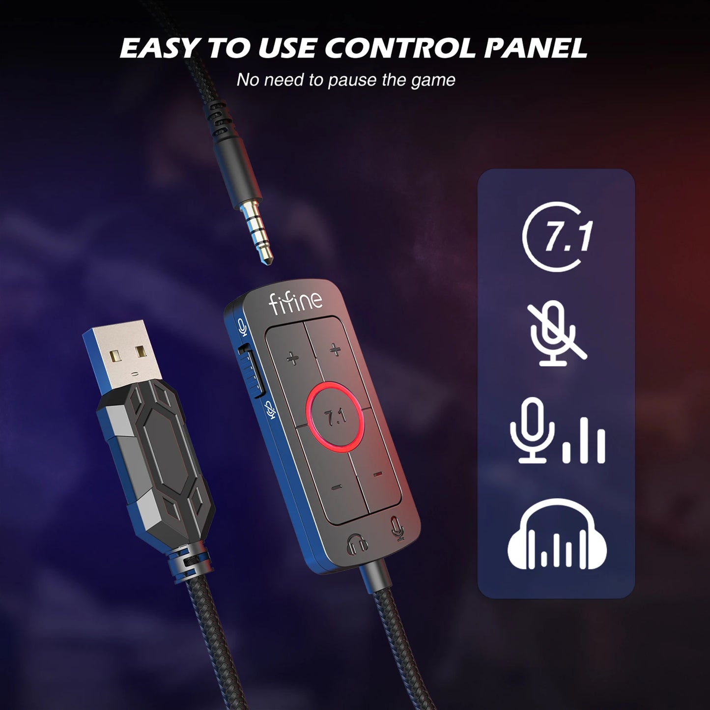 7.1 Surround Gaming Headset – USB & 3.5mm Headphones for PC, PS5 & Mac with Mic Mute