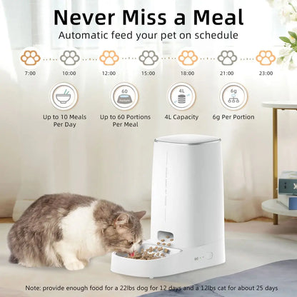 WhiskerFlow Pro WiFi Cat Food Dispenser with Smart App Control