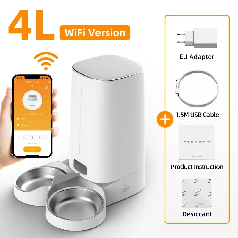 WhiskerFlow Pro WiFi Cat Food Dispenser with Smart App Control