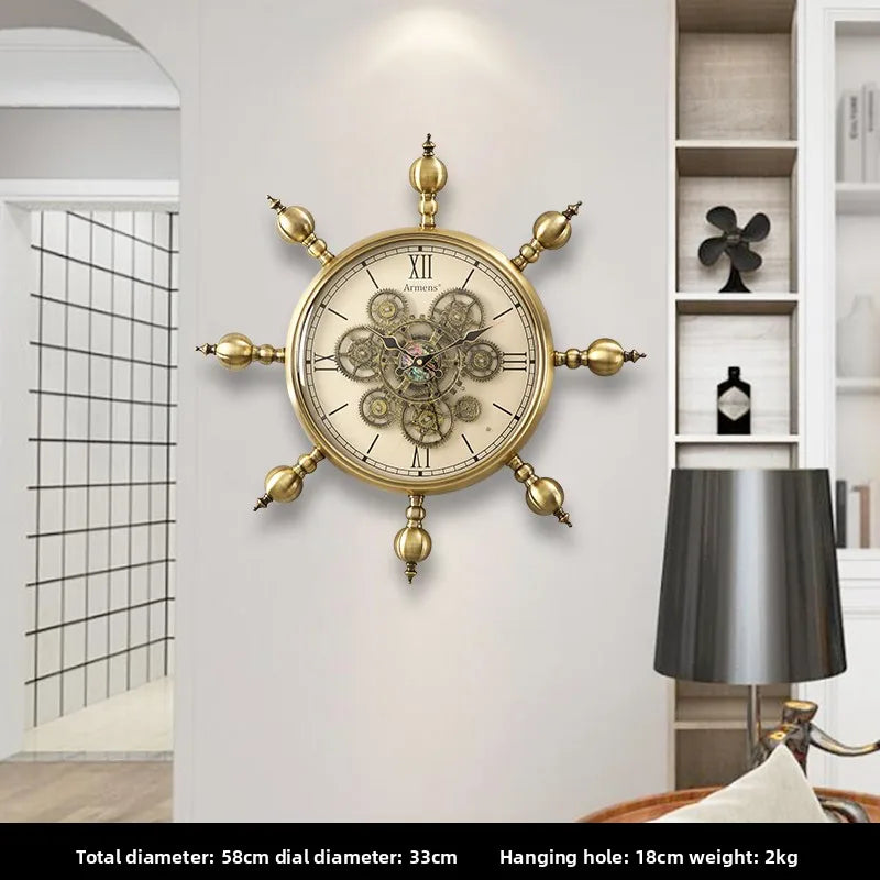 Luxury Nautical Wall Clock with Brass Rim – Large Silent