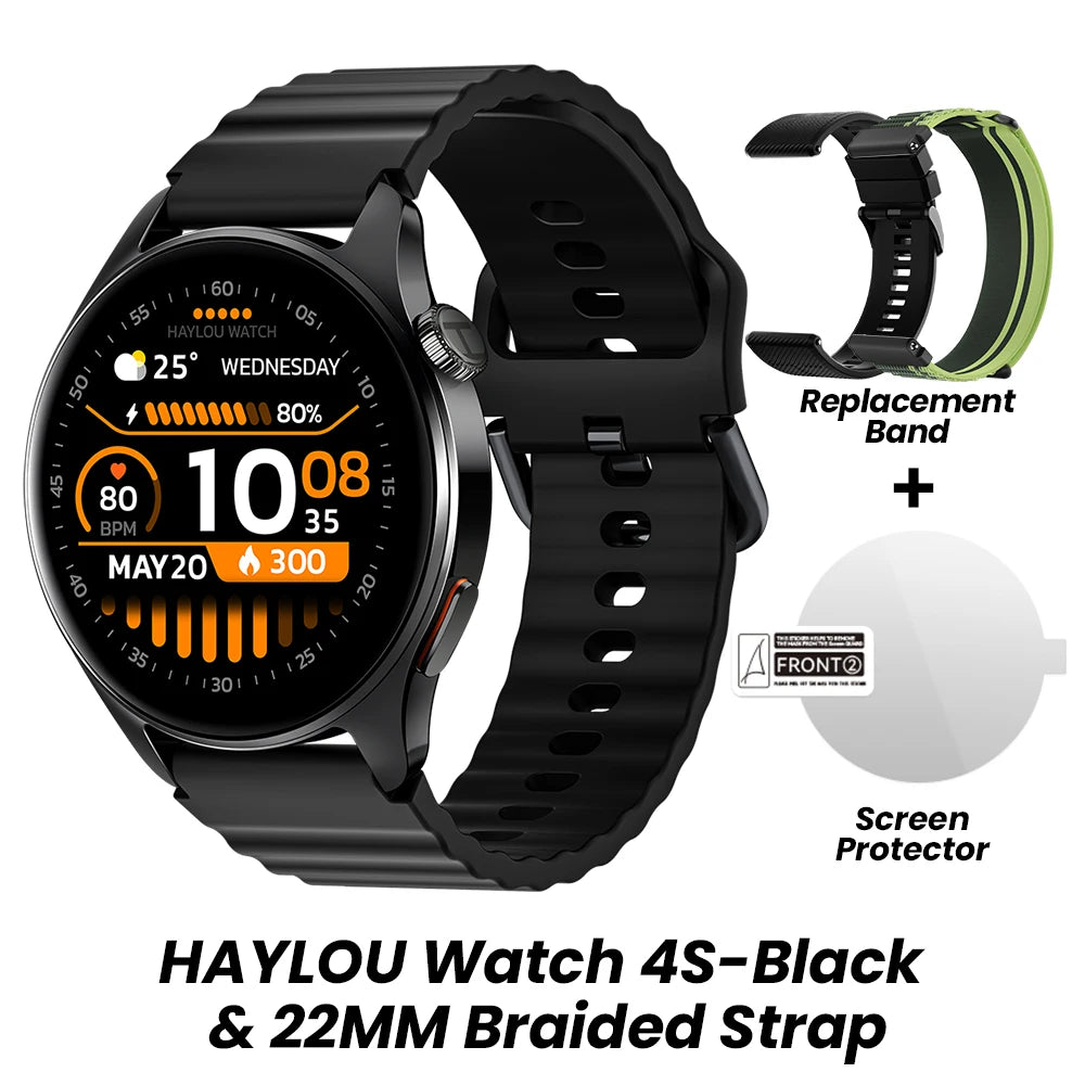 HAYLOU Watch 4S Advanced Fitness Smartwatch – HD AMOLED Screen, Multi-Satellite GPS & 120+ Sport Modes