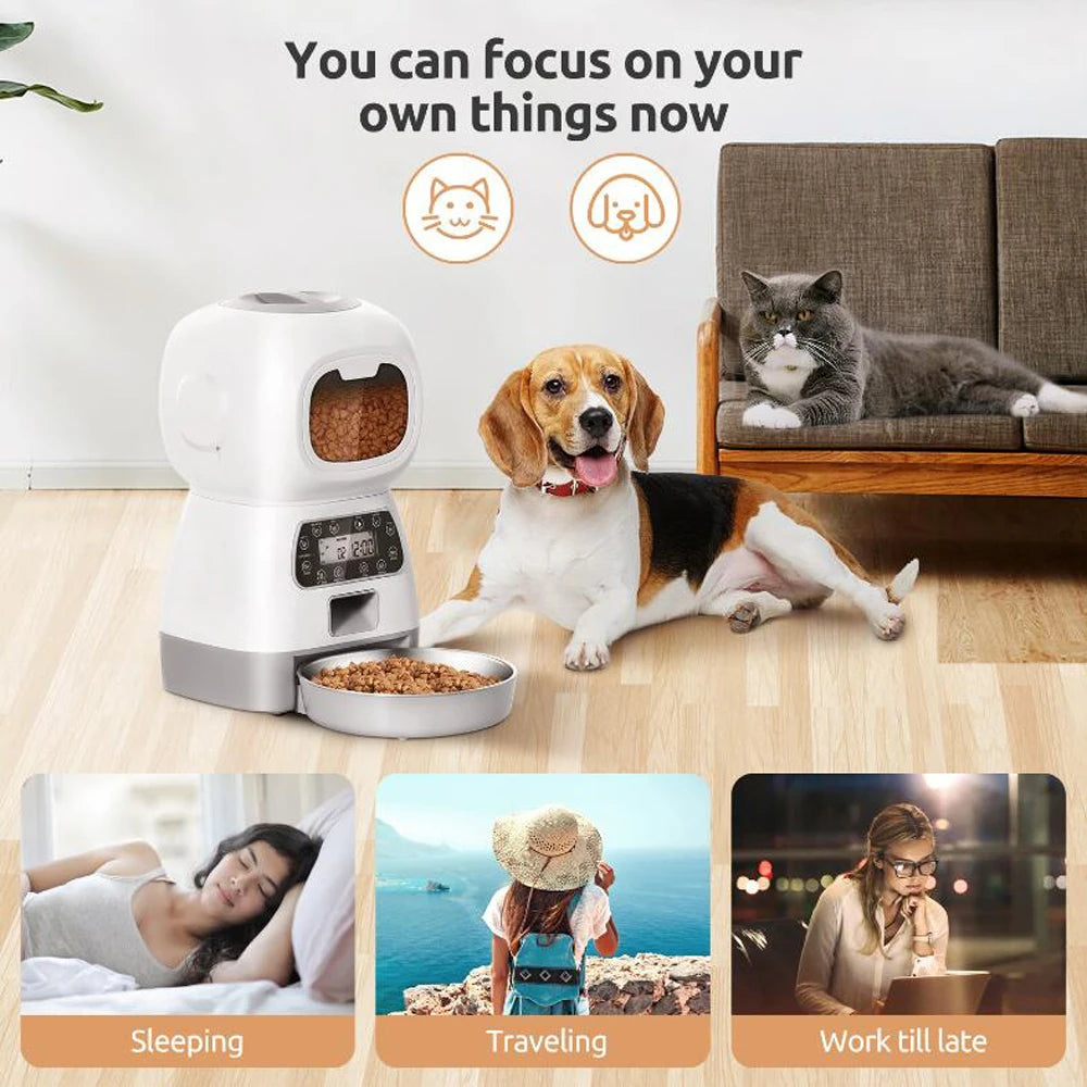 WhiskerFlow Smart 3.5L Automatic Cat Feeder with Slow Feed Design & App Control