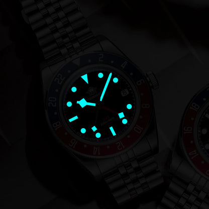 ADDIESDIVE GMT515 Diver Men’s Watch – 200m Waterproof, Sapphire Bubble Glass & BGW9 Super Luminous