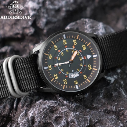 ADDIESDIVE Outdoor Men’s Watch – 50m Water Resistant Quartz Watch with Large Dial, Luminous Hands & Nylon Strap