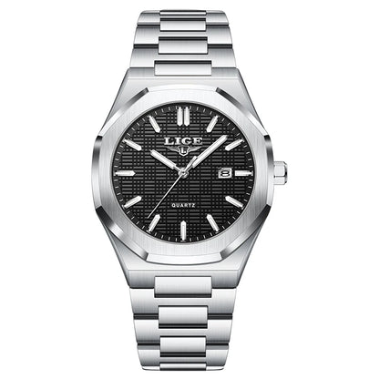 LIGE Luxury Fashion Women’s Watch – Classic Stainless Steel Waterproof Timepiece with Calendar & Luminous Hands