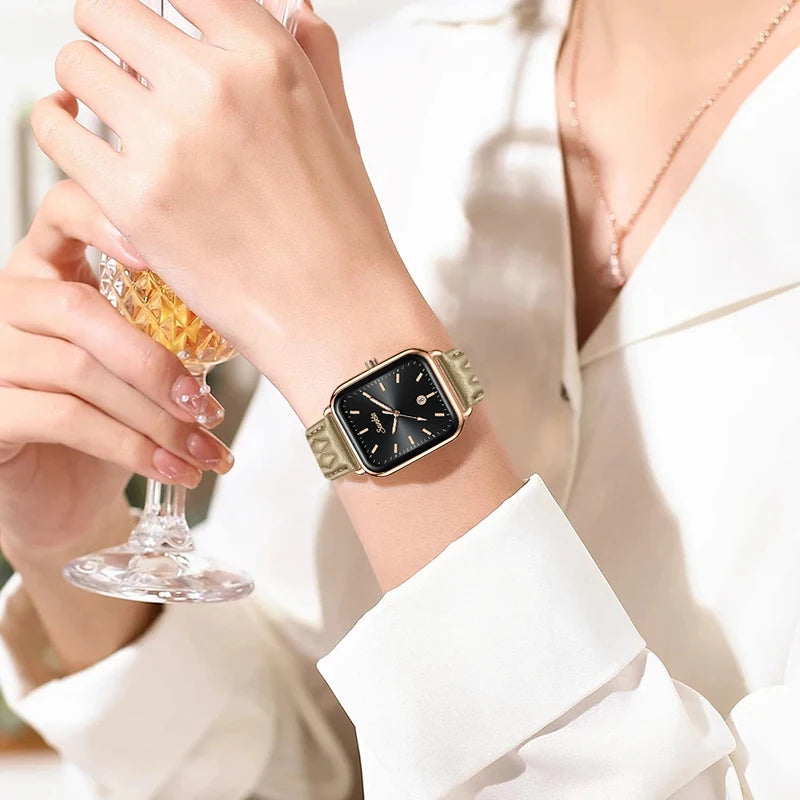 SUNKTA Reloj de Cuarzo Cuadrado Elegante – Diseño Retro de Lujo, Impermeable y Pantalla Luminosa con Fecha