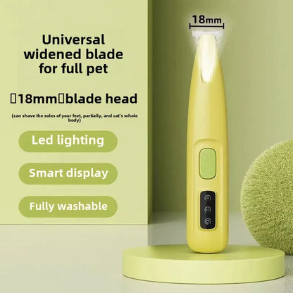 Professional Pet Paw Grooming Trimmer – LED Waterproof Dog Clippers with 18mm Wide Blade for Safe Trimming