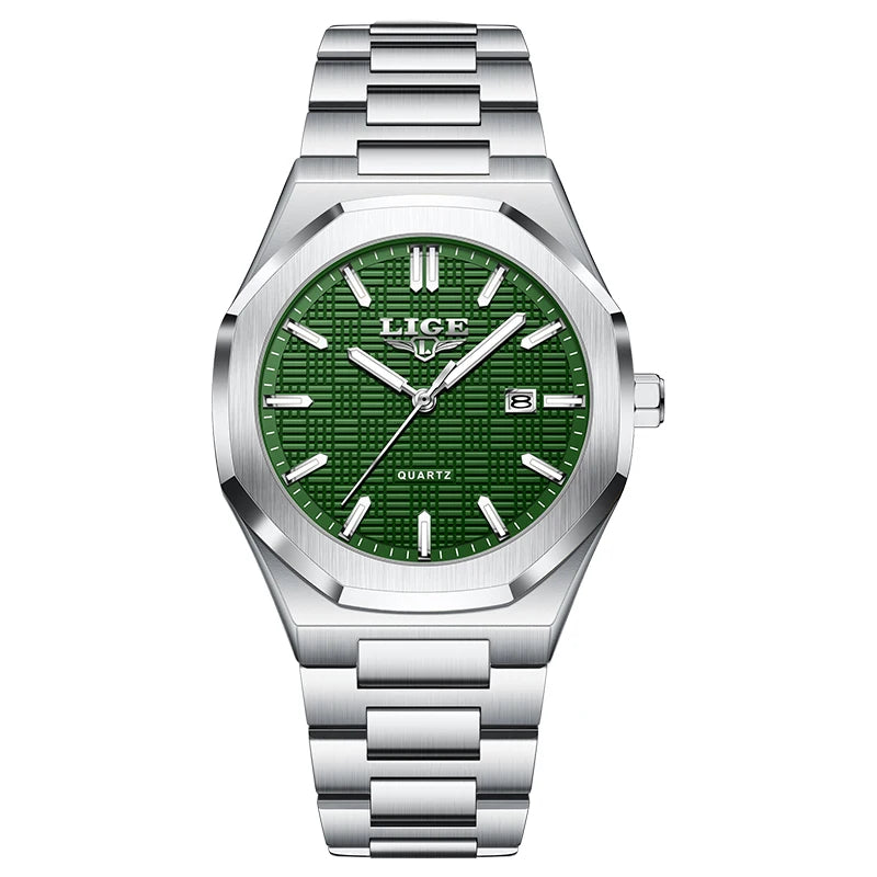 LIGE Luxury Fashion Women’s Watch – Classic Stainless Steel Waterproof Timepiece with Calendar & Luminous Hands