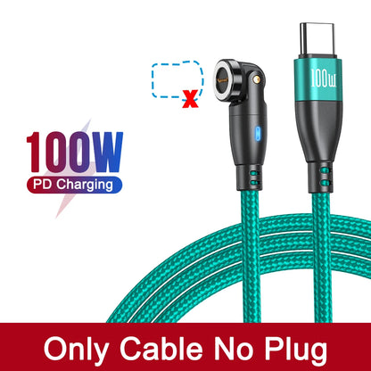 Cabo de carregamento rápido magnético 3 em 1 AUFU 100W – Conector múltiplo USB-C para iPhone, Samsung, MacBook e mais