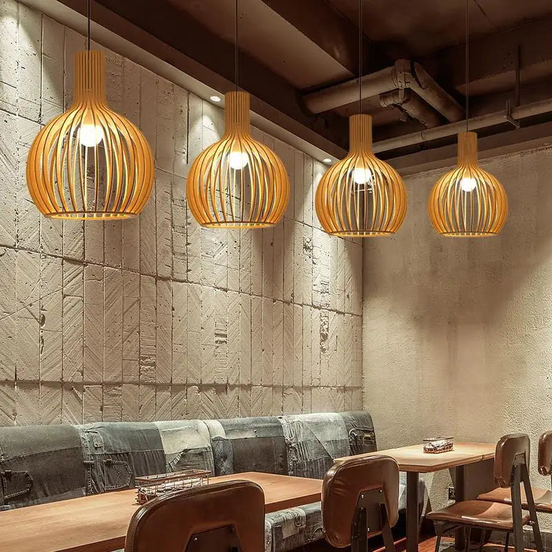 Nordic Wooden Pendant Lamp for Dining & Living Room