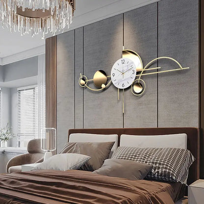 Modern Silent Wall Clock – No Drill Luxury Timepiece for Living Room & Bedroom