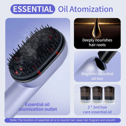 Smart Scalp Therapy Spray Brush – Vibrating Hair Massage Comb with Atomising Hair Oil Applicator