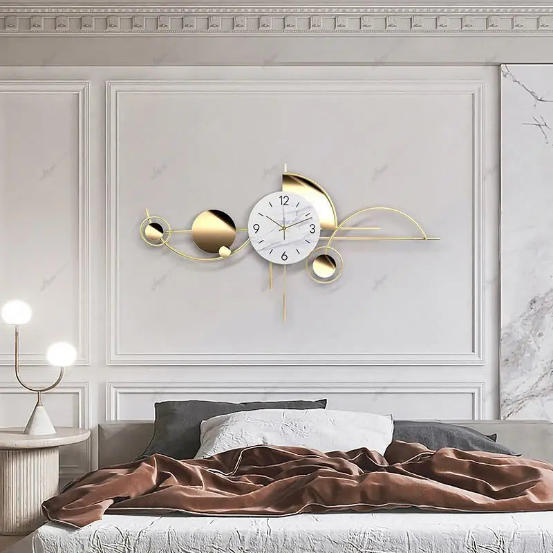 Modern Silent Wall Clock – No Drill Luxury Timepiece for Living Room & Bedroom