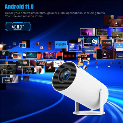 Console Projetor Mini Retrô para Jogos – Projetor Portátil Android 11 para Casa com 64GB de Jogos
