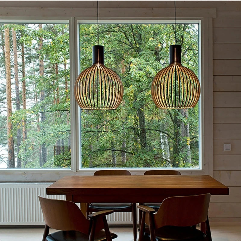 Nordic Wooden Pendant Lamp for Dining & Living Room
