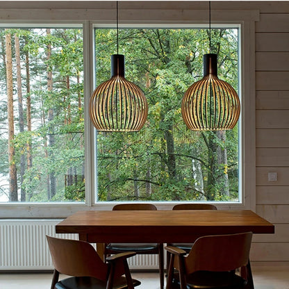 Nordic Wooden Pendant Lamp for Dining & Living Room