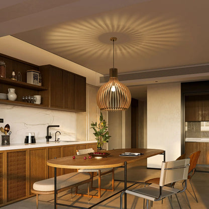 Nordic Wooden Pendant Lamp for Dining & Living Room