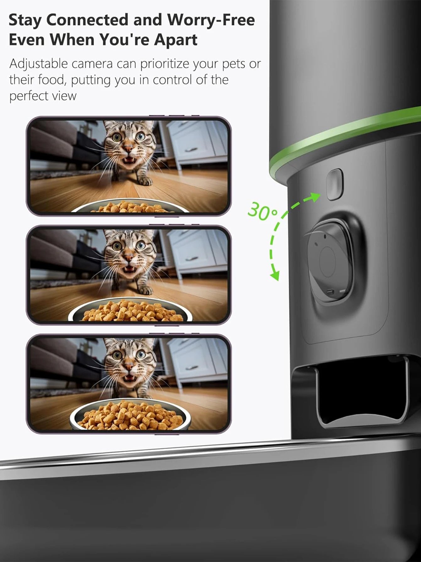 WhiskerWatch Pro Smart Cat Food Dispenser with Camera, 2.4G/5G WiFi & Tuya App