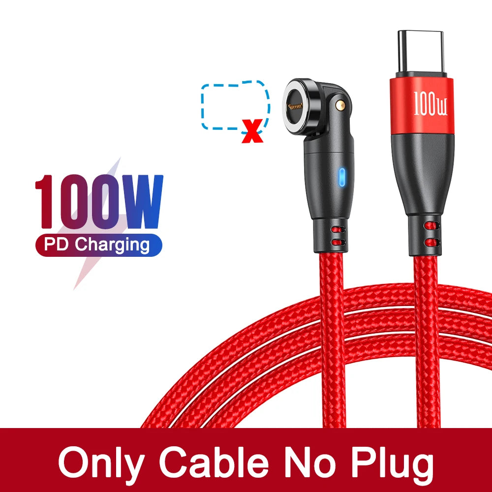 Cabo de carregamento rápido magnético 3 em 1 AUFU 100W – Conector múltiplo USB-C para iPhone, Samsung, MacBook e mais