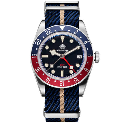 ADDIESDIVE GMT515 Diver Men’s Watch – 200m Waterproof, Sapphire Bubble Glass & BGW9 Super Luminous