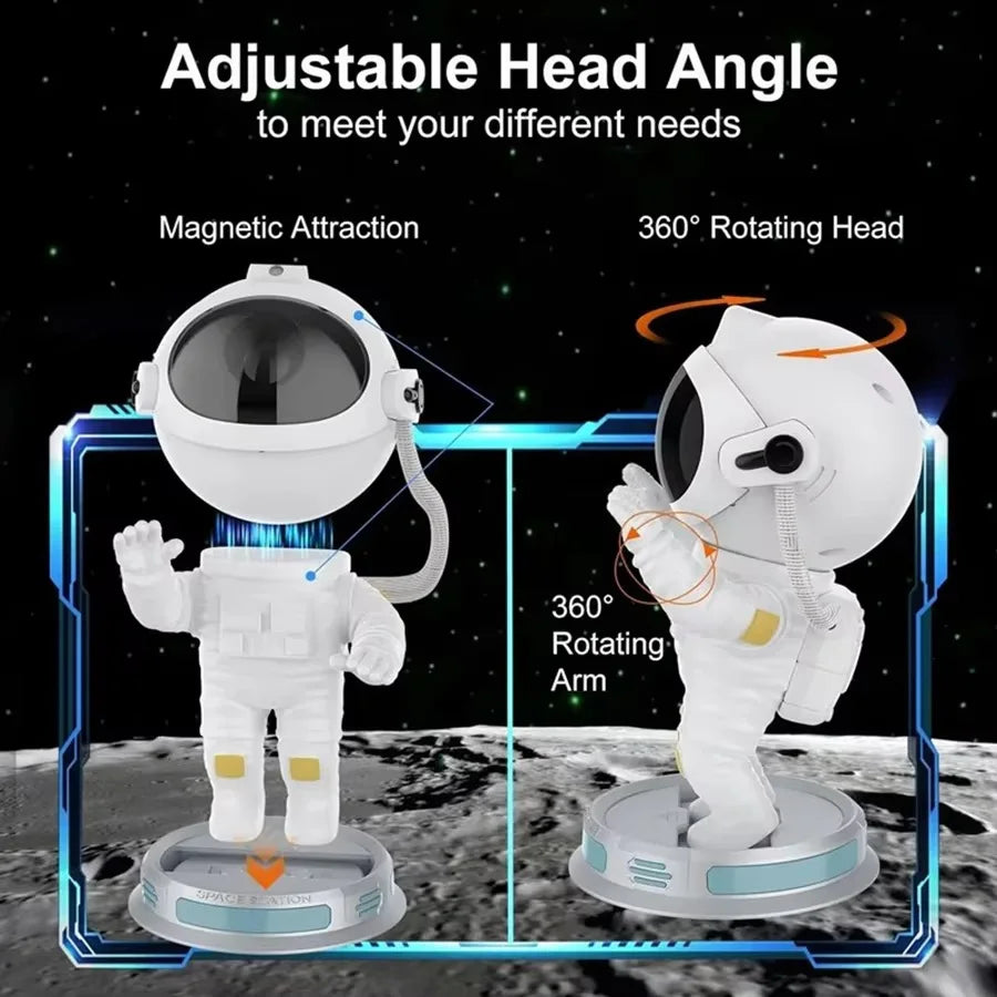 Kids Astronaut Star Projector Night Light with Remote Control & 360° Adjustable Design