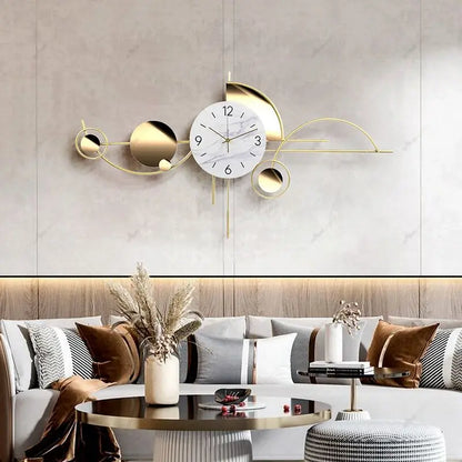 Modern Silent Wall Clock – No Drill Luxury Timepiece for Living Room & Bedroom