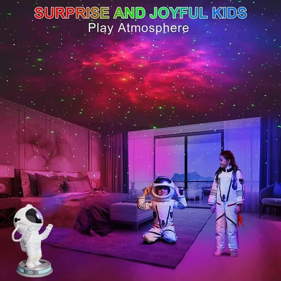 Kids Astronaut Star Projector Night Light with Remote Control & 360° Adjustable Design