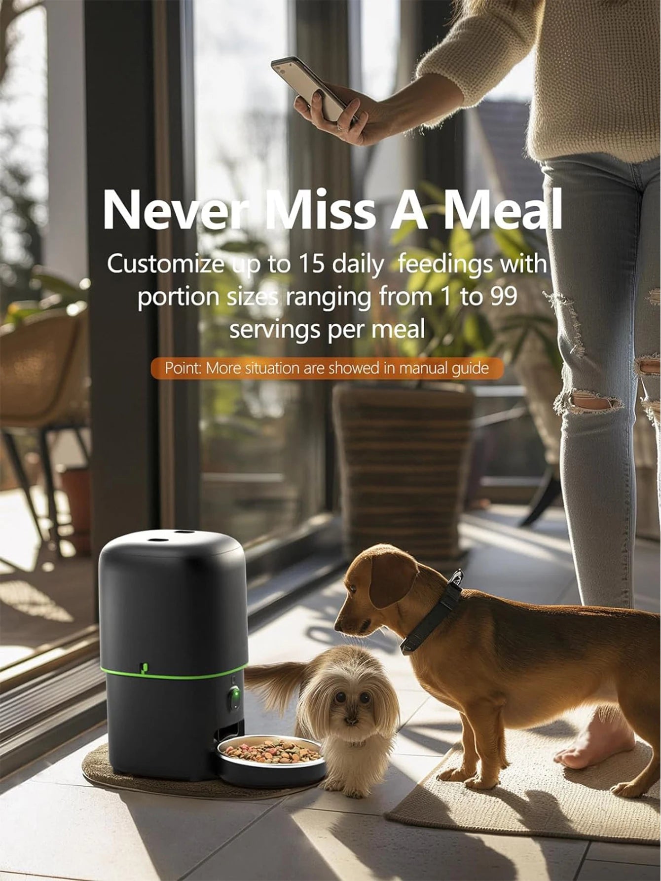 WhiskerWatch Pro Smart Cat Food Dispenser with Camera, 2.4G/5G WiFi & Tuya App